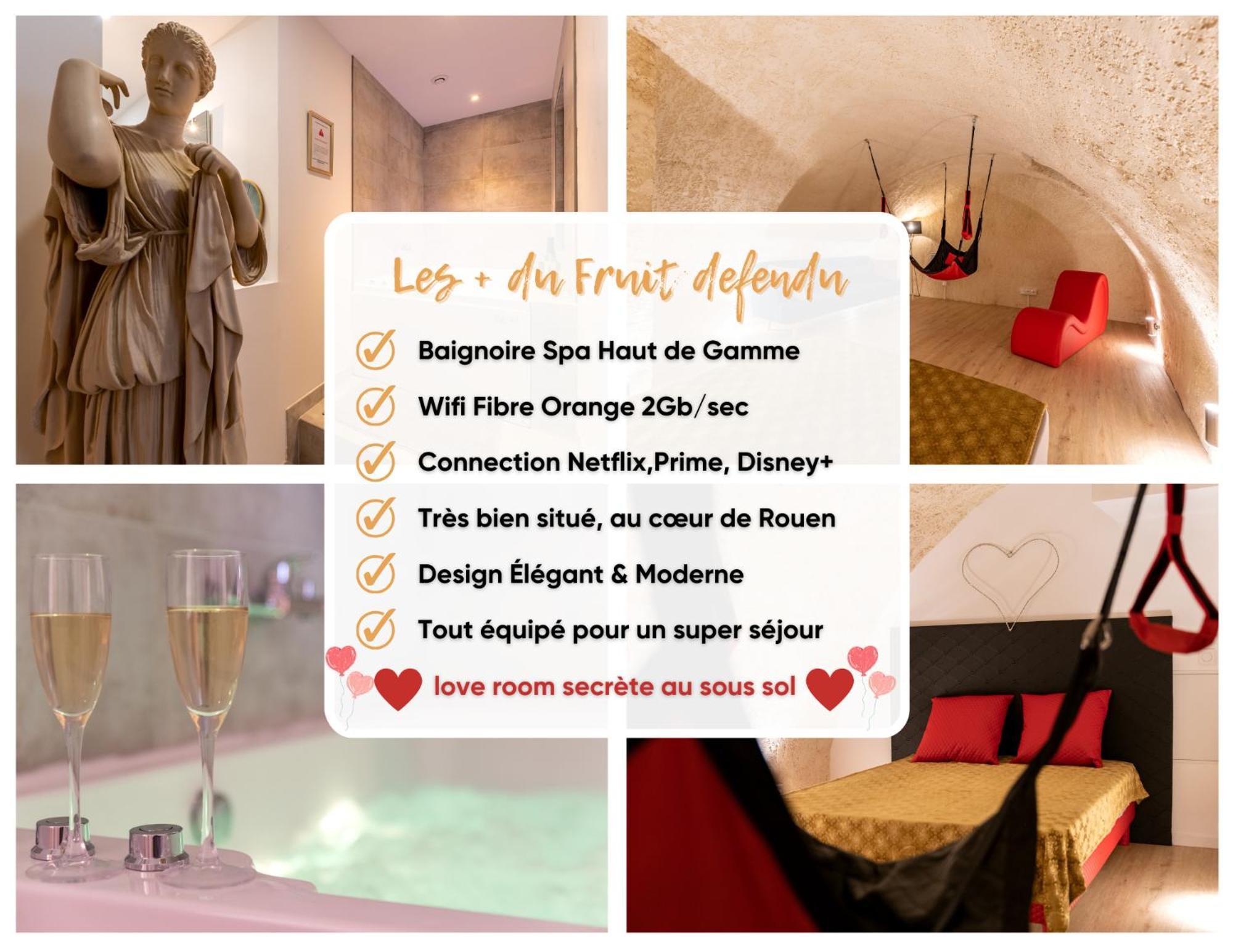 Le Fruit Defendu "Love Room" Jacuzzi Centre Ville Rouen Esterno foto